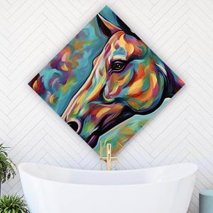Acrylglasbild Abstraktes buntes Pferdeportrait Raute Cheap Sale Wiki