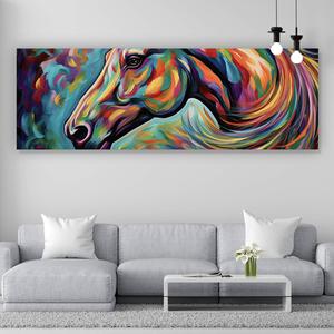 Acrylglasbild Abstraktes buntes Pferdeportrait Panorama Low Pice Fee Shipping Cheap Online