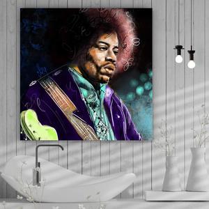 Acrylglasbild Abstraktes Portrait Jimi Hendrix Quadrat Best Pices