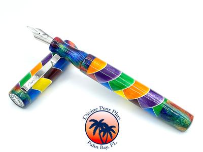 Custom Fountain Pen - Segmented Rainbow w/DiamondCast Oil Slick Outlet Locations Cheap Online