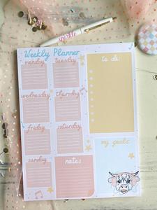 8x10.5 Retro Headphone Cow Weekly Planner Notepad Original Cheap Online