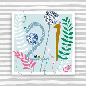 21st Birthday card - flowers (FB79) Clearance Store For Sale