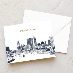 Columbus Skyline - Thank You Card - Columbus | Ohio - Note Cards | Personal Stationery Free Shipping 100% Guaranteed