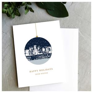 Boston Skyline Ornament Holiday Card | Set of 10 Cheap Wiki