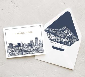 Portland Skyline Thank You Card Set (10 Cards) Cheap Sale Geniue Stockist