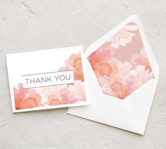 Pink and Orange Watercolor Flower Thank You Notes (Set of 10) Clearance Pices