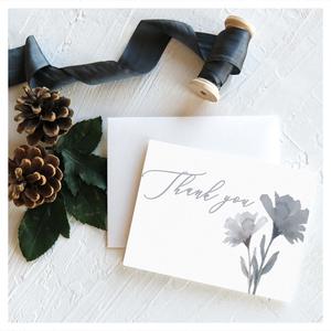 Blue and Gray Watercolor Flower Thank You Notes (Set of 10) Best Pices Sale Online