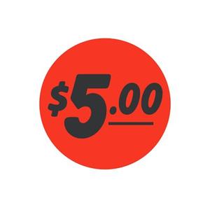 $5.00 - 1.25" Circle Label | Roll of 1,000 Free Shipping Fashion Style