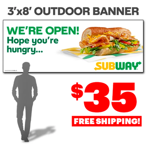 WE ARE OPEN Outdoor Banner (3'x8') Free Shipping Low Pice Fee Shipping