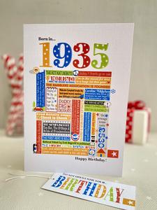 1935 (90th) Personalised Birthday Card with Matching Gift Tag Free Shipping Top Quality