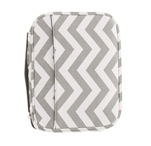 Gray Chevron Canvas Bible Cover with Zipper and Pockets Genuine Online