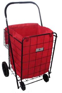ATHome Eco-friendly Folding Shopping Cart Liner with Closable Cover - Water & Mildew Resistant, Heavy Duty, Breathable Cart For Haul Laundry, Groceries, Toys, Sports Equipment, Red Free Shipping Big Sale