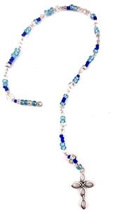 Bookmark of Blue & Clear Seed Beads with Silver Cross Cheapest