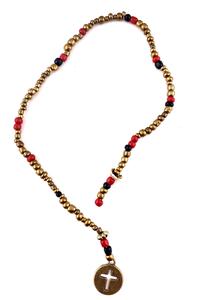 Bookmark of Gold & Red Seed Beads with a Circle Cross Shipping Discount Authentic
