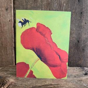 Floral Card ~ Red Poppy with Bee 100% Guaranteed