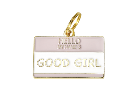Hello My Name is Good Girl</br>ENAMEL CHARM/ID TAG</br>Engraved Shipping Outlet Store Online