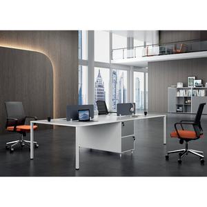 VOFFOV 4 Person Workstation with White Leg Discount Huge Surprise