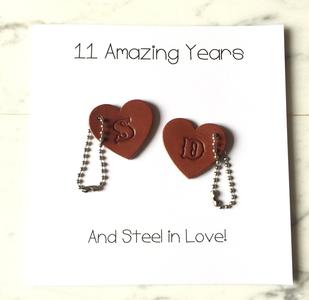 11th Wedding Anniversary Card Personalised (Steel Anniversary) Sale Best Sale