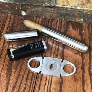 Cigar Torch Lighter w Cigar Cutter & Cigar Tube Set Discount Shop Offer