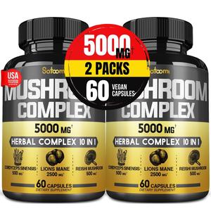 10 in 1 Mushroom Complex Supplements Capsules 5000mg - 4 Month Supply - Blends with Lions Mane, Cordyceps, Reishi, Chaga, Maitake, Shitake & Others - Body Health & Immune Support - 2 Packs 60 Capsules Outlet Exclusive