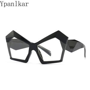 Oversized Cat Eye Women Candy Color Glasses Frame Clear Anti Blue Light Spring Hinge Polygon Men Optical Frame Sale 2025 Newest