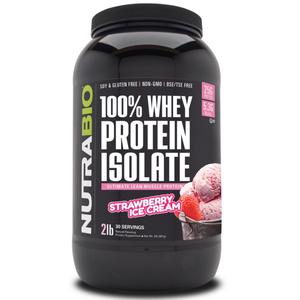 100% Whey Protein Isolate - 2 LB - Strawberry Ice Cream (NutraBio) Find Great For Sale