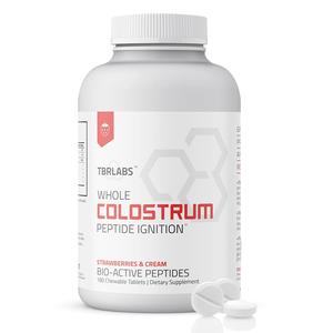 Bovine Colostrum Chewable Tablets - TBR Labs - with Immunoglobulins and Lactoferrin - for Immune & Gut Health, USA Sourced, 100% First Milking - Strawberries & Cream - 180 Tablets (90 Servings) Sale 2025