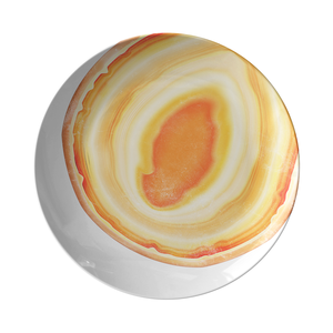 Agate Print Plastic Plate 10", Set of Four, Yellow-Orange New Arrival