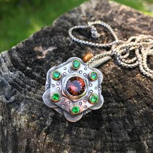 Liddicoatite Tourmaline and Tsavorite Mandala Pendant Collaboration with Ethan Donohue Clearance Best