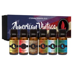 American Vintage - Gift Set of 6 Premium Fragrance Oils - Sandalwood Vanilla, Frankincense & Rain, Cardamom Cedar Blossom, Aspen Grass, Warm Rustic Woods, Barbershop 1920 - Eternal Essence Oils Outlet Clearance Store