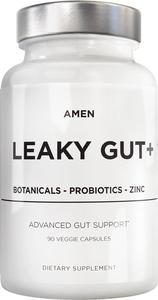 Amen Leaky Gut Supplements - Advanced Formula with Bioavailable L Glutamine, Zinc, Turmeric, Licorice Root - Bowel and Stomach Probiotics & Fermented Prebiotics - Vegan, Non-GMO - 90 Capsules Cheap Low Shipping Fee