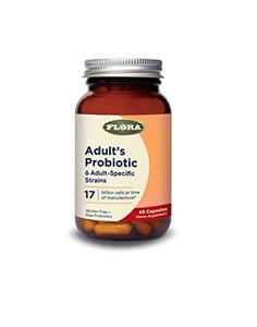 Flora Adult Blend Probiotic Capsules 60 Count - 17 billion CFU - Vegetarian, Gluten Free - For Adults Age 19-54 (Udos Choice) Discount Store