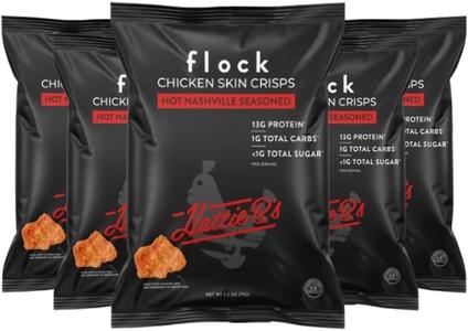 Flock Keto Chicken Skin Chips | Hattie B's Nashville Hot Flavor | Low Carb, High Protein, Sugar Free, Gluten Free Fried Chicken Skins for People | (1oz) 8-Pack Crispy Flock Chips Shop For Cheap Online