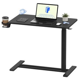 FLEXISPOT Medical Adjustable Overbed Bedside Table with Wheels Pneumatic Mobile Standing Desk Laptop Desk Rolling Computer Cart Movable Overbed Table Hospital Home Use(31.5" W x 17.7" D, Black Large) Good Selling Sale Online