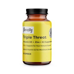 FlavCity Vitamin D Supplement, Triple Threat - 3-in-1 Dietary Supplement for Immune Support - Made with Vitamin D3, Zinc & Vitamin K2 for Maximum Absorption - 30 Capsules Cheap Finishline