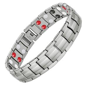 Feraco Mens Magnetic Bracelet Titanium Steel Magnetic Bracelet with Double Row 4 Elements Magnets (Silver) Geniue Stockist Online