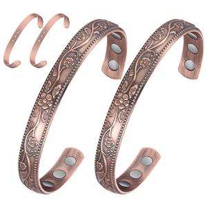 Feraco Magentic Copper Bracelet for Women,Vintage Flower Copper Cuff Bracelet,99.99% Pure Copper with Magnets,Adjustable Magnetic Bangles with Gift Box,Christmas Jewelry Gifts Buy Cheap Pice