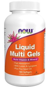 NOW Supplements, Liquid Multi Gels with Lutein and Lycopene, plus Flax Seed Oil, 180 Softgels Cheap Real Eastbay