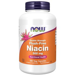 NOW Supplements, Niacin (Vitamin B-3) 500 mg, Flush-Free, Double Strength, Nutritional Health, 180 Veg Capsules Outlet Ebay