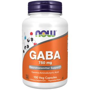 NOW Supplements, GABA (Gamma-Aminobutyric Acid) 750mg, Neurotransmitter Support*, 100 Veg Capsules Sale For Cheap