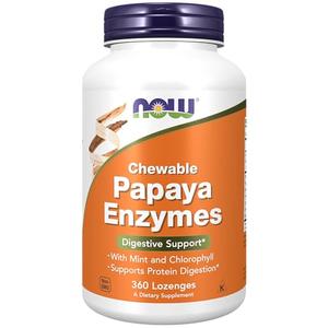 NOW Supplements, Papaya Enzyme with Mint and Chlorophyll, Digestive Support*, 360 Chewable Lozenges Outlet Where Can You Find