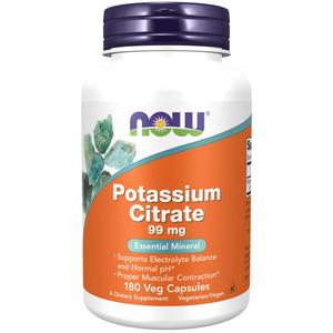NOW Supplements, Potassium Citrate 99 mg, Supports Electrolyte Balance and Normal pH*, Essential Mineral, 180 veg Capsules Buy Cheap Best Wholesale