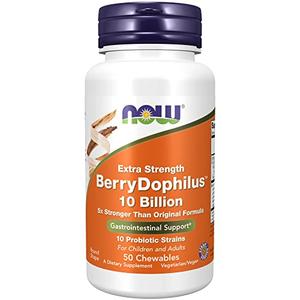 NOW Supplements, BerryDophilus, Developed for Adults & Children with 10 Probiotic Strains, Extra Strength,Strain Verified, 50 Chewables With Mastercard For Sale