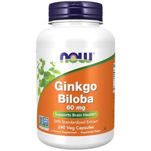 NOW Supplements, Ginkgo Biloba 60 mg, 24% Standardized Extract, Non-GMO Project Verified, 240 Veg Capsules With Mastercard Online
