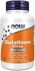 NOW Foods Supplements, Glutathione 500 mg, With Milk Thistle Extract & Alpha Lipoic Acid, Free Radical Neutralizer*, 60 Veg Capsules Clearance Low Shipping
