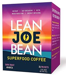 Lean Joe Bean Superfood Coffee | Organic Instant Keto Coffee with Mushrooms, MCT, Collagen, Turmeric, Probiotics & Folate | Coffee backed by Science (24 Count) Online Cheap Quality