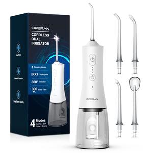 Operan Water Flossers for Teeth Cleaning Upgraded 300ml Cordless Water Flosser Portable Rechargeable Oral Irrigator with 4 Modes 4 Jet Tips IPX7 Waterproof Water Dental Flosser for Home Travel (White) Discount Shop Offer