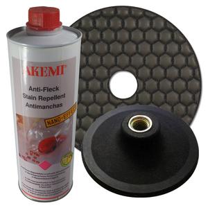 Kombi-Set, AKEMI Anti-Fleck Nano-Effect 1000 ml, Diamant-Schleifpad Krnung Polierer 125 mm und Aufnahmeteller M14 Cheap Sale Cheapest