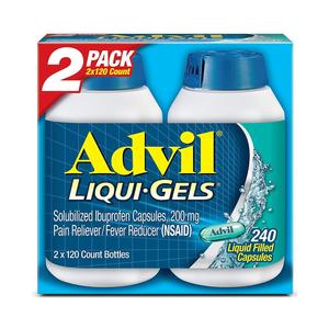 Advil Liqui-Gels Pain Reliever/Fever Reducer Liquid Filled Capsule, 200 mg Ibuprofen, Temporary Pain Relief, 240 Capsules Manchester For Sale