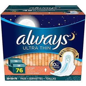 Always Ultra Thin Overnight Pads with Wings - 76 ct. by Always Sale Best Wholesale
